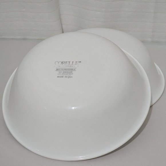 2 Corning Corelle SAND & SEA Pattern Coupe Cereal Soup Bowls 6" blue beige band - Picture 6 of 9